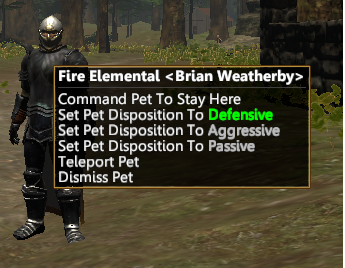 Pet Control Dropdown Menu